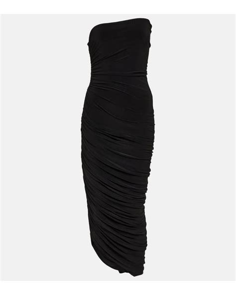 Norma Kamali Diana Strapless Jersey Midi Dress In Black Lyst