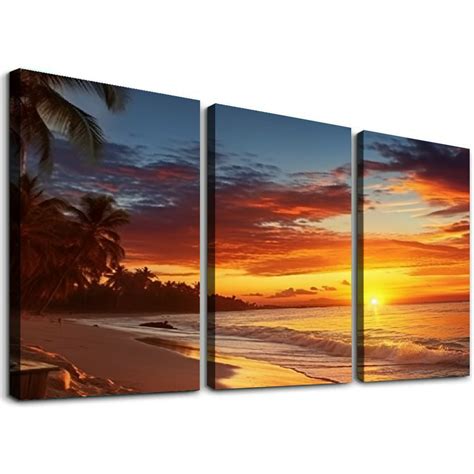 Comio Beach Pictures Ocean Canvas Wall Art Sunset Tropical Wall Art