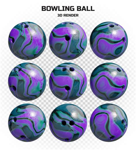 Premium Psd Collection Of 3d Render Marble Swirl Bowling Balls In