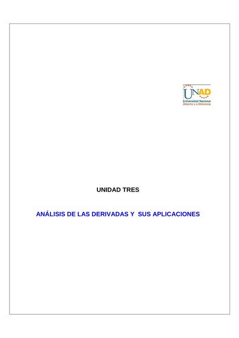 Pdf Unidad Tres An Lisis De Las Derivadas Y Sus Aplicaciones