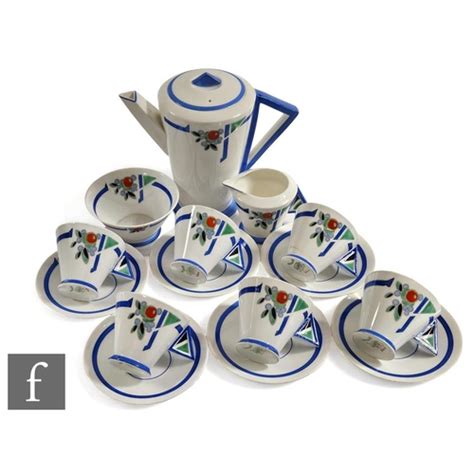 Eric Slater Shelley A 1930s Art Deco Shelley Coffee Set Comprising