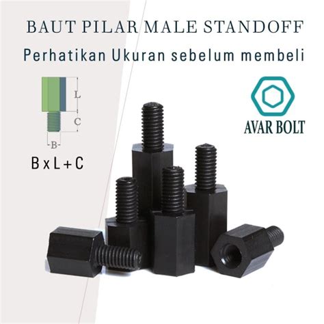 Baut Pilar M X Hitam Standoff Spacer Male Plastik Nylon Nilon