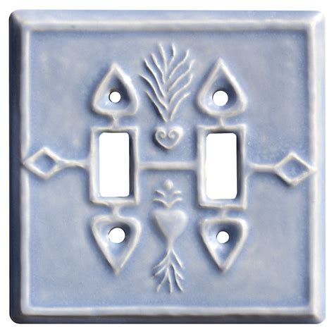 Charms Ceramic Art Double Toggle Light Switch Plate Unique Handmade