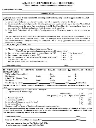 40 Free Tb Test Result Form Templates Printable Pdf Word Template Republic