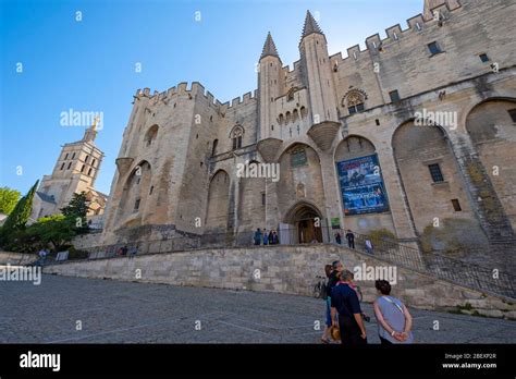 Palais Des Papes Aka Papal Palace In Avignon France Europe Stock