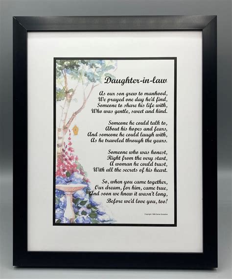 Framed Poem for Daughter in Law, Daughter in Law Gift Present, Daughter ...