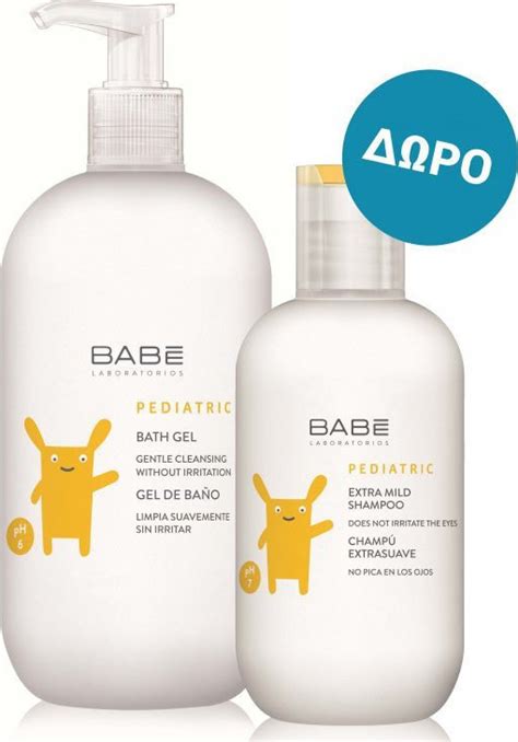 Babe Laboratorios Pediatric Bath Gel 500ml Extra Mild Shampoo 200ml