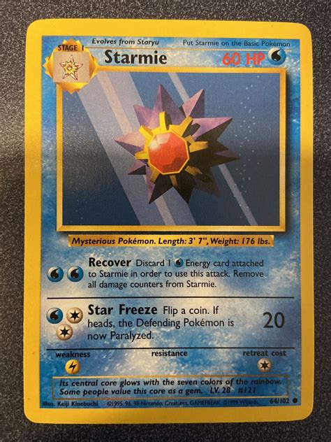 Starmie Base Set Common Pokemon Card Unlimited Edition