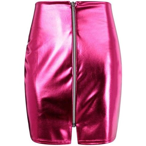 Boohoo Priya Wet Look Shiny Zip Front Mini Skirt 24 Liked On