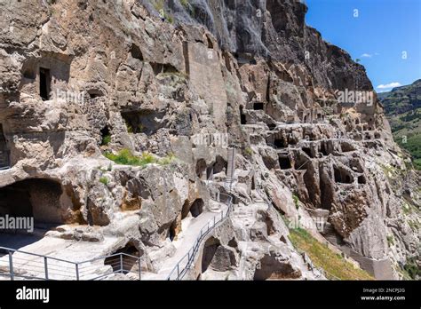 Vardzia Cave Monastery Complex In Georgia Mountain Slope With Caves