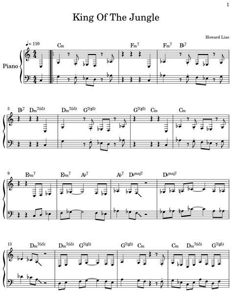 King Of The Jungle Sheet Music For Piano