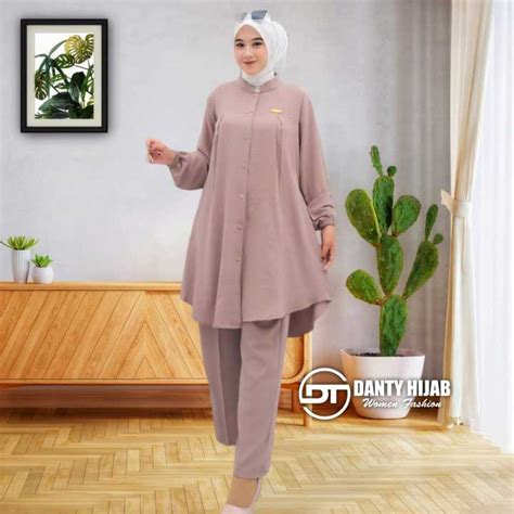 Set Tunik Jumbo Wanita Dewasa Setelan Crinkle Sablon Sublim One Set