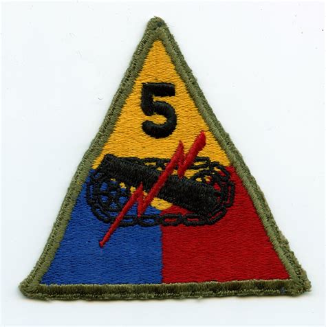 WW2 5th Armored Division Patch OD Border Greenback Chasing Militaria