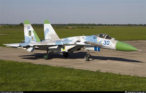 30 BLUE Ukrainian Air Force Sukhoi Su 27 Photo By Chris Lofting ID