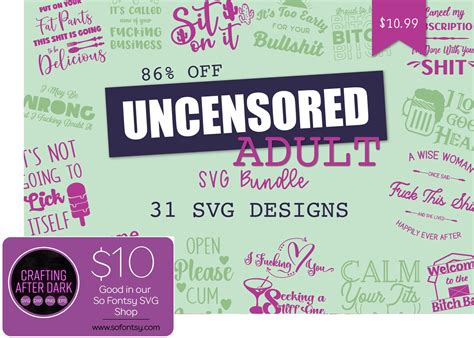 Uncensored Adult Svg Design Bundle So Fontsy