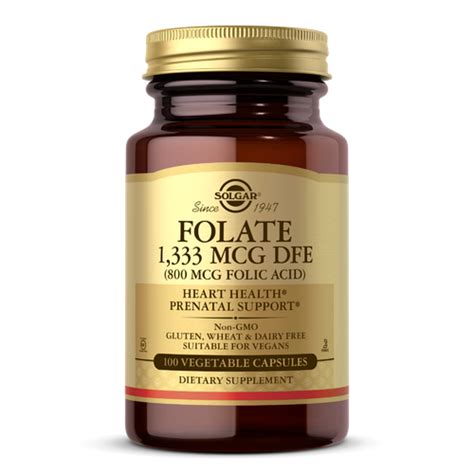 Фолиевая кислота Solgar Folate 1333 mcg DFE (Folic Acid 800 mcg) (100 ...