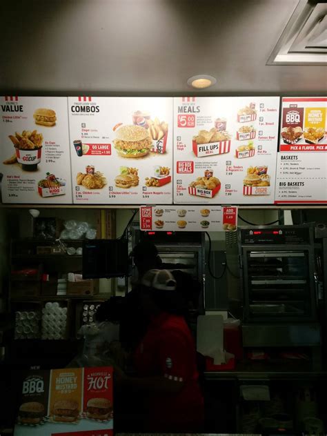 Menu at KFC fast food, Chicago, E 95th St