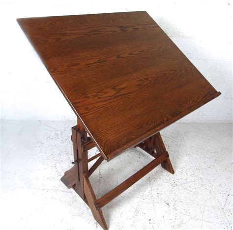 Vintage Rustic Oak Drafting Table At 1stdibs