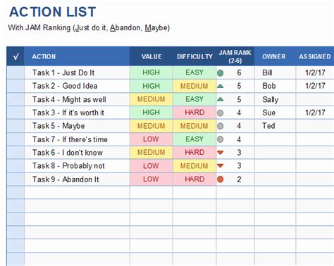 50 Meeting Action Items Tracker Excel