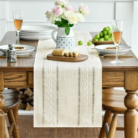 sme linen table runner  dining table     ivory burlap