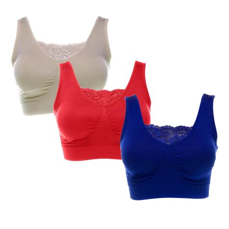 Rhonda Shear Ahh Bra 3 Pack With Lace Inset Walmart