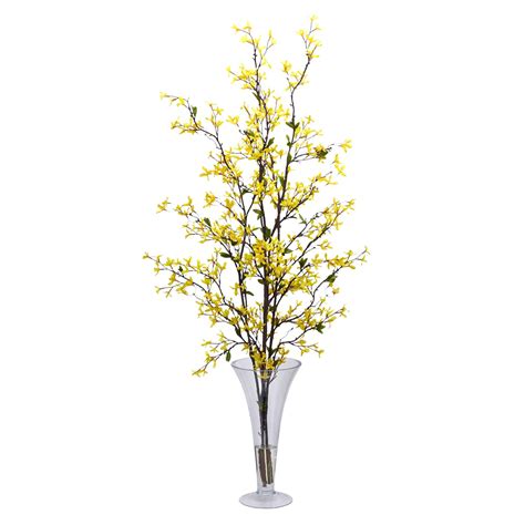 Shop Forsythia Vase Silk Flower Arrangement - Free Shipping Today - Overstock.com - 6264521