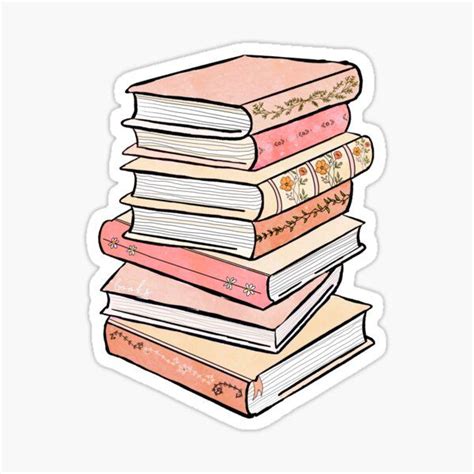 Floral Pink Books Sticker For Sale By Illustrween Pink Books Coloring Stickers Cute