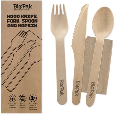 Biopak Wooden Cutlery With Napkin Set Woolworths