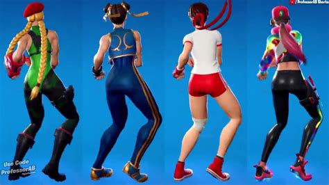 Fortnite Twist Emote With Cammy Chun Li Sakura Gym Hot Pants Loserfruit