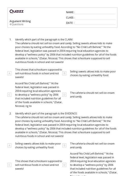 50 Argument Writing Worksheets For 8th Year On Quizizz Free And Printable