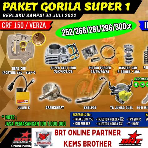 Jual PAKET BRT CRF TRABAS GORILA SUPER 1 Shopee Indonesia