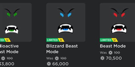 Roblox Limited Beast Mode Bundle Radioactive Blizzard Video Gaming