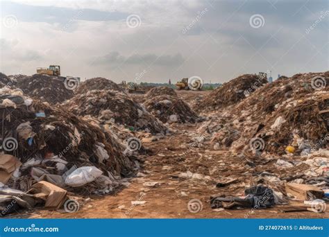 Landfill With Rows Of Sorted And Separated Trash, Ready For Recycling ...