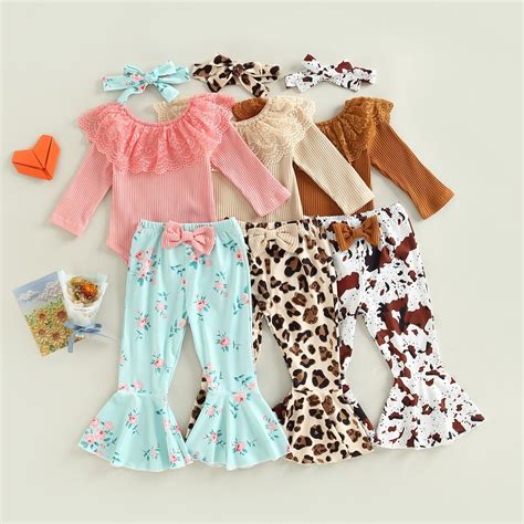 FOCUSNORM 3pcs Infant Baby Girls Lovely Clothes Sets 0 24M Lace Collar