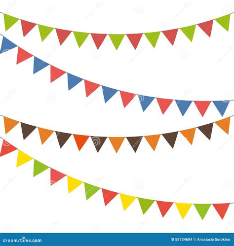 Bunting Colorful Set Flat Stock Illustration Illustration Of Collage