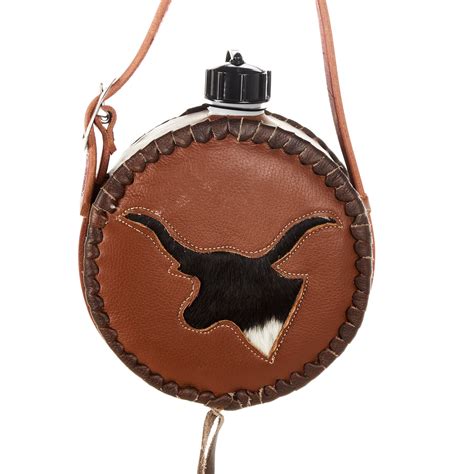 Rockin Y Leather Covered Canteen Smooth Grain Leather Multiple Cowhide