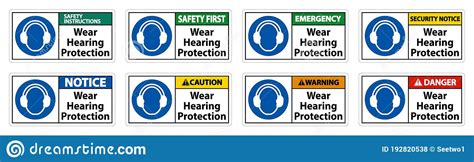 Wear Hearing Protection Sign on White Background Stock Vector ...