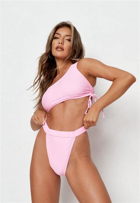 Missguided Recycled Pink High Leg Tanga Bikini Bottoms ShopStyle Panties