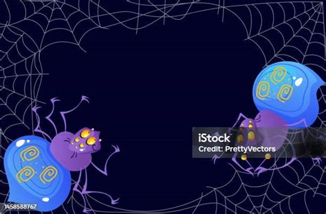 Spider Web Cobweb Spiderweb Banner Poster Frame Background Concept Vector Cartoon Graphic Design