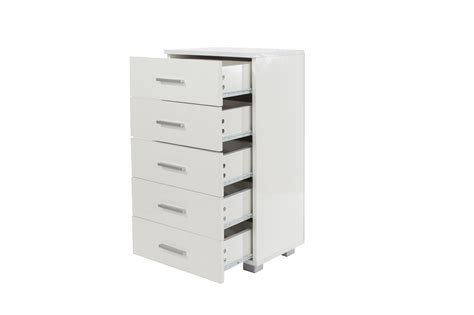 Lido White High Gloss 5 Narrow Chest Of Drawers Core Products At Best