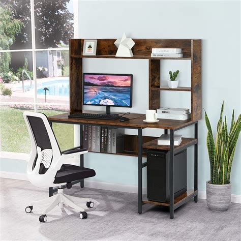 Multifunction Computer Desk With Multi-Layer Storage Shelves,Writing ...