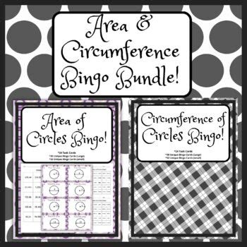 Area And Circumference Of Circles Bingo Bundle By Esto Teacher Tpt