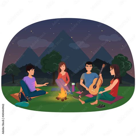 People Around A Campfire Clipart Images