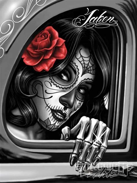 Pin By Jenny Ortiz On Skulls Reapers Lowrider Art Sugar Skull Art