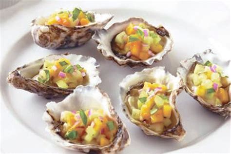 Oysters With Mango And Basil Salsa