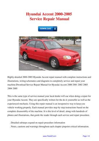 Hyundai Accent Service Repair Manual By David Wong Issuu