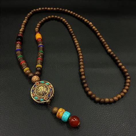 New Design Nepal Vintage Wood Beads Necklaces For Women Men Long