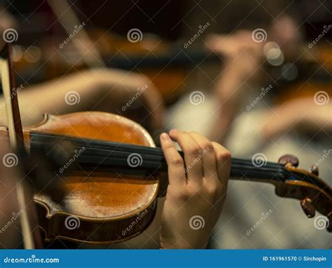 Violin En Una Gran Vista Lateral Antecedentes Ensayo De Orquesta