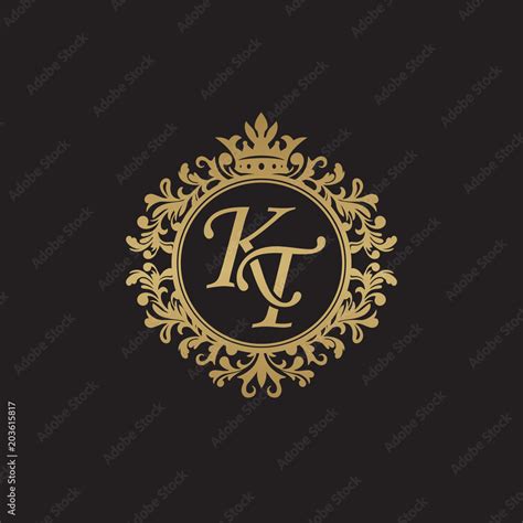 Initial Letter Kt Overlapping Monogram Logo Decorative Ornament Badge