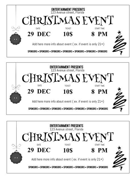 Christmas Ticket Template | DocTemplates